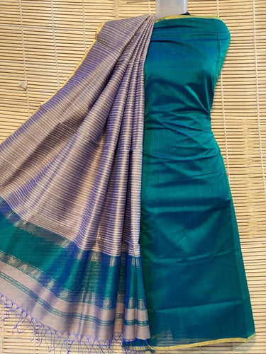 Maheshwari Cotton Silk Top with Jute Dupatta