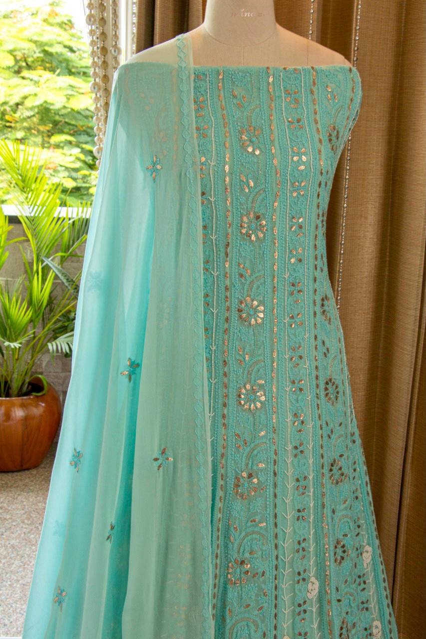 Anarkali with dense pearl work