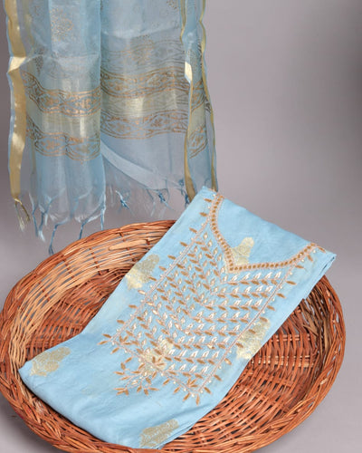 Chanderi Silk Shirt with Organza Dupatta