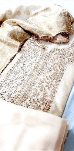 Chanderi Shirt with Gotta work, Benarsi Silk Dupatta n Shantoon Bottom