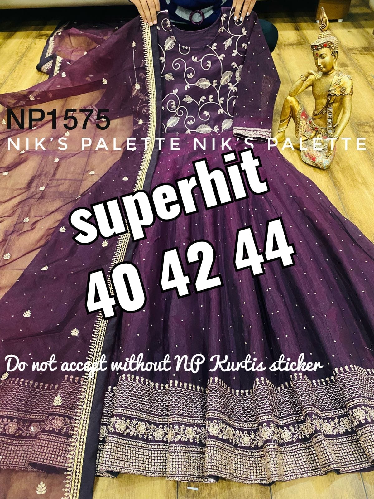 Viscose Modal Chanderi Anarkali with badla work