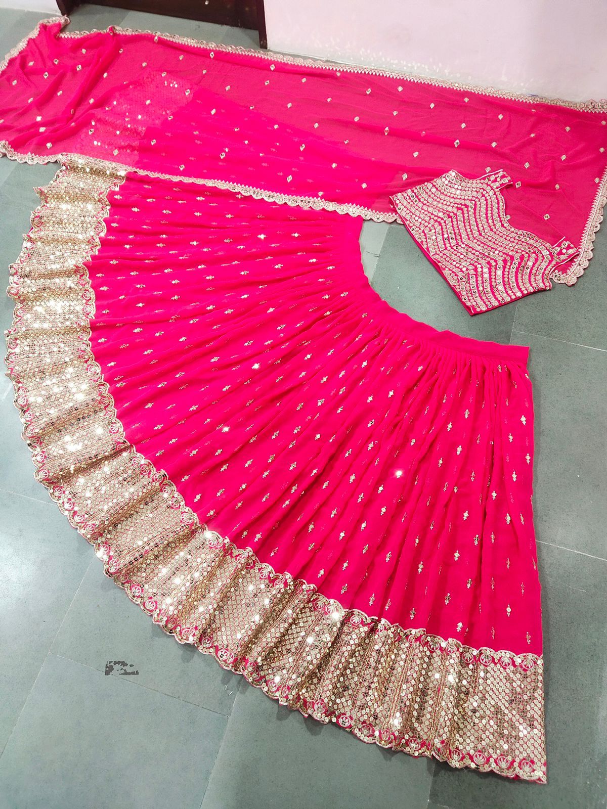 Georgette Lehenga Choli with sequins