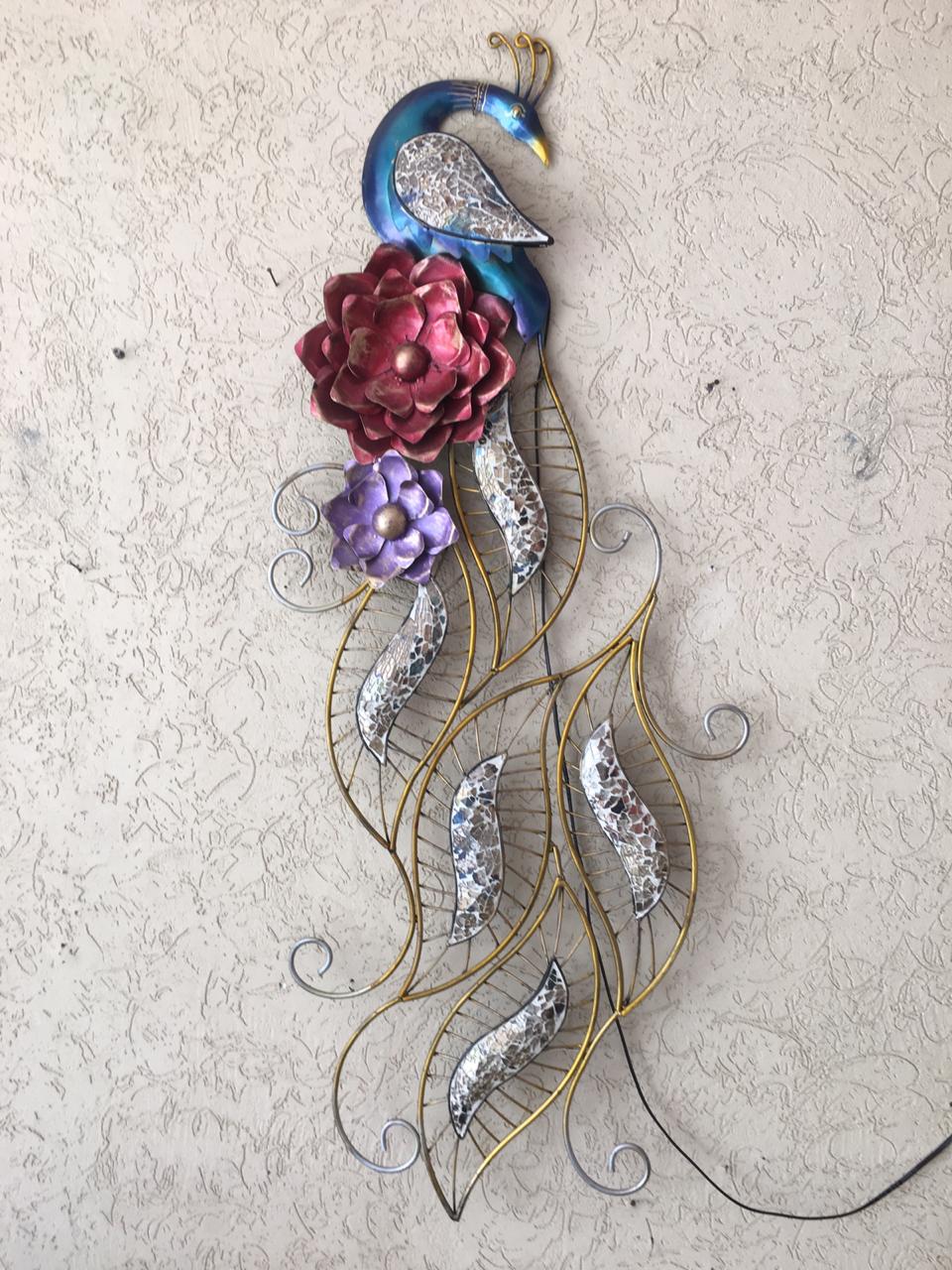 Iron wire peacock wall decor