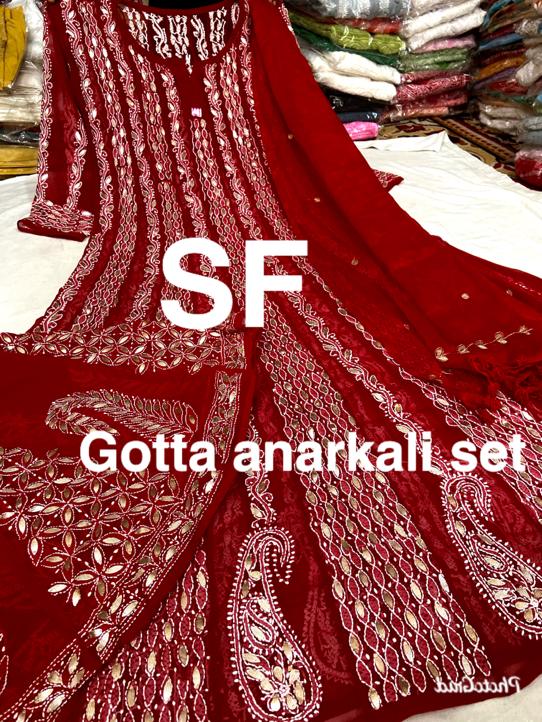 Chikankari Anarkali Sharara with gotta patti work