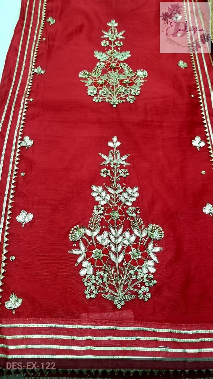 Chanderi Shirt Gotta and handwork, Benarsi Dupatta n Shantoon Bottom