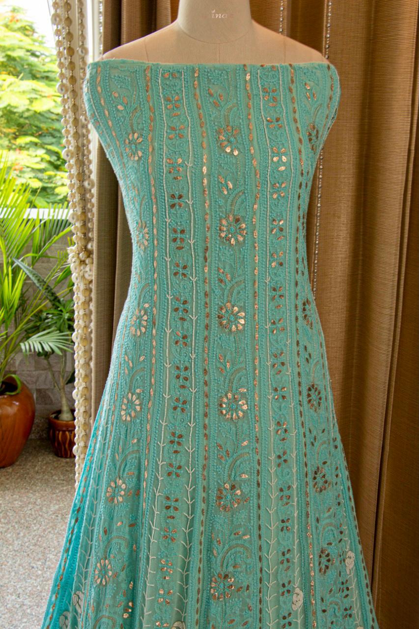 Anarkali with dense pearl work