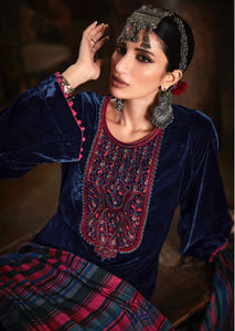 Velvet Embroidery Top n Stole with Pashmina Bottom