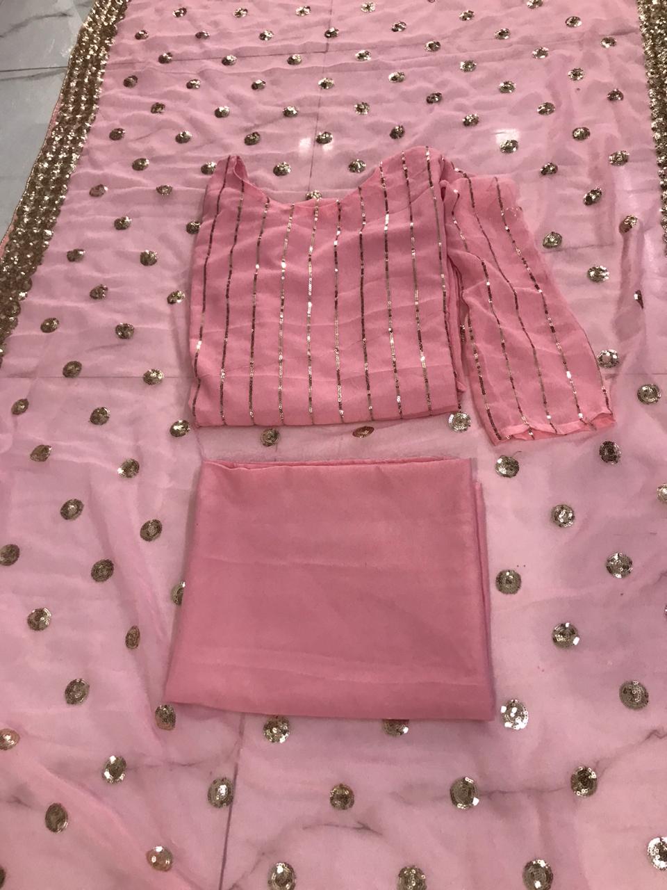 Pretty Georgette Sequinned Kurta, Bottom Dupatta