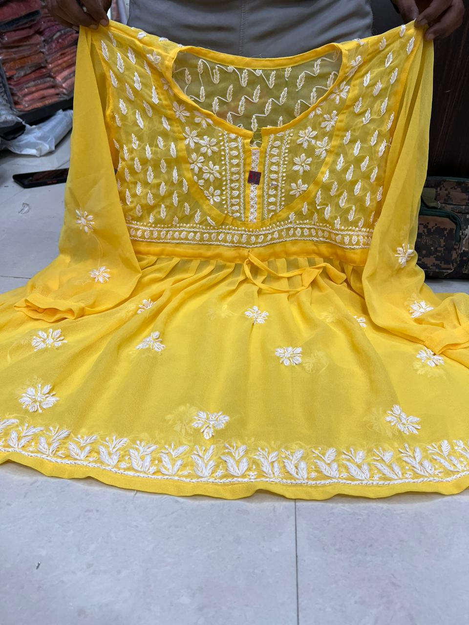 Georgette Chikankari Short Kurtis/Tops