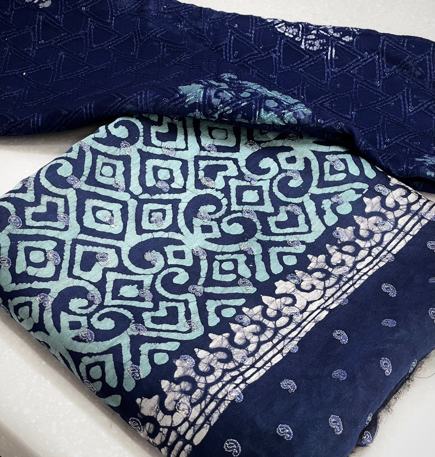 Maheshwari Silk Block Print Suits with Shantoon Bottom