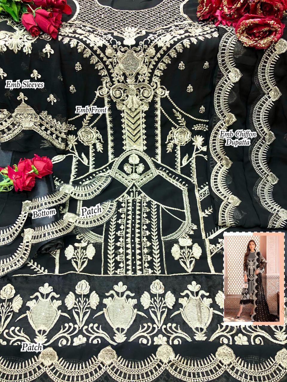 Beautiful Faux Georgette Semi-stitched with embroidery