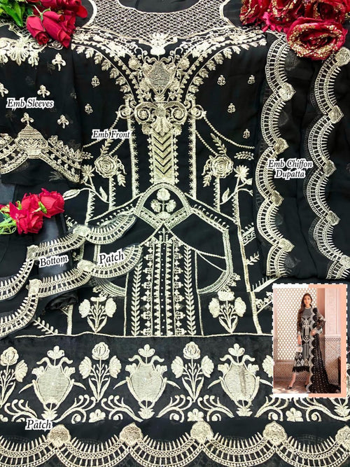 Beautiful Faux Georgette Semi-stitched with embroidery