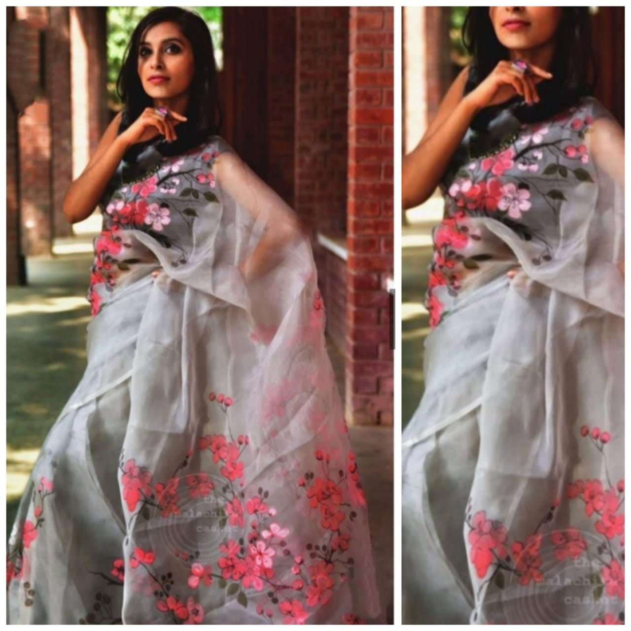 Stunning Hand Painted Organza Sarees