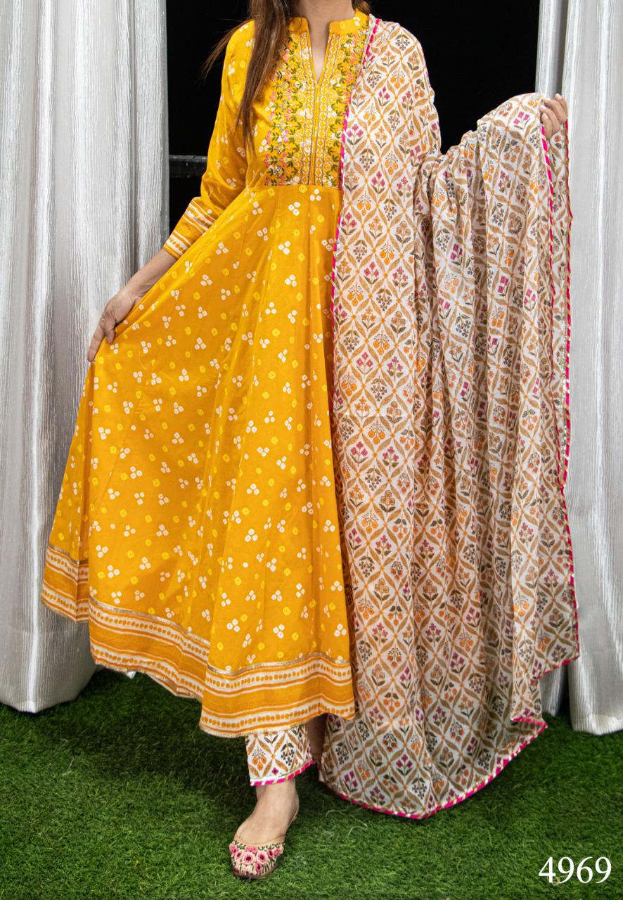 Cotton Anarkali 3 piece set (KB)