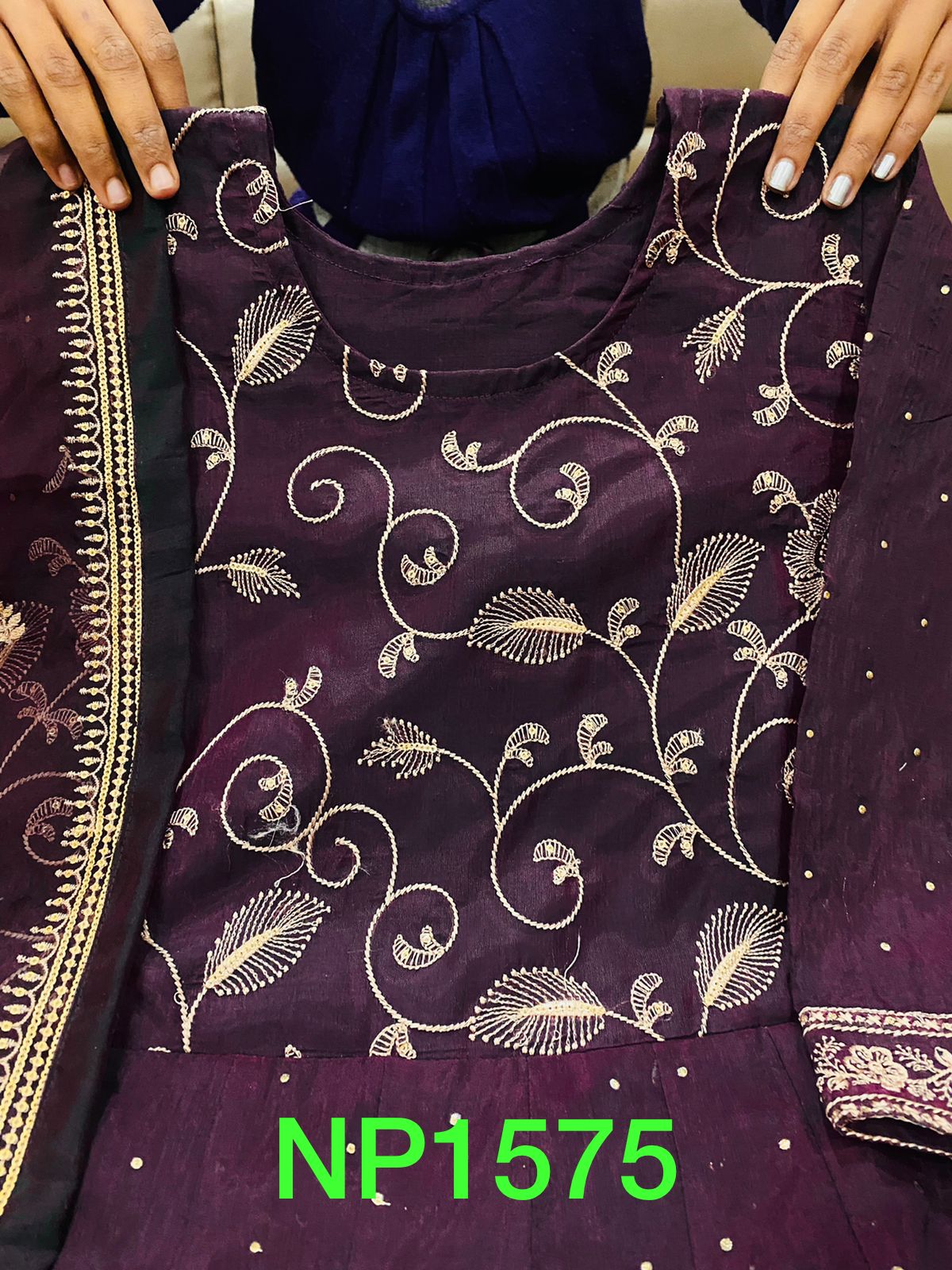 Viscose Modal Chanderi Anarkali with badla work