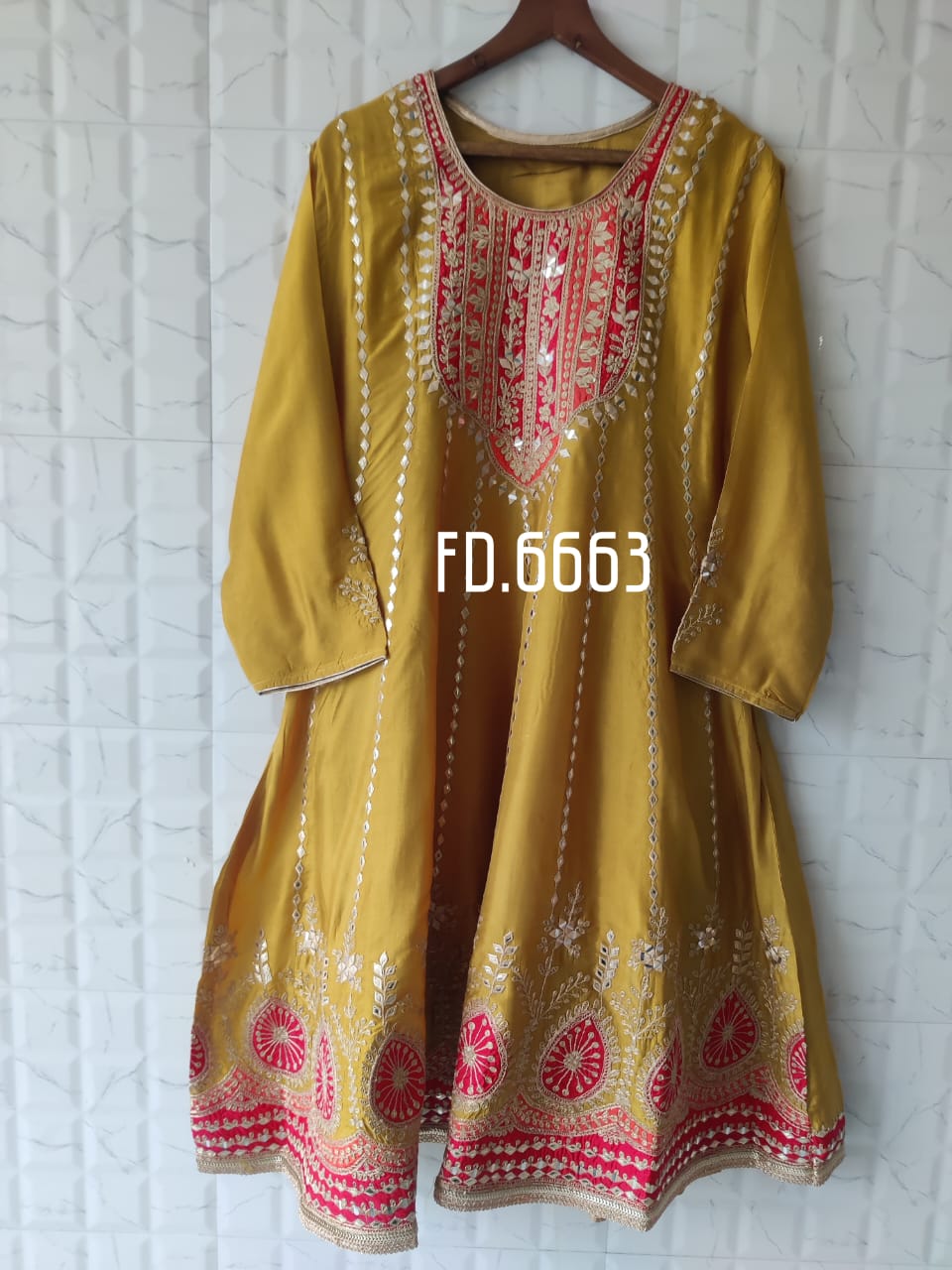 Upada Silk Short Anarkali with Salwar