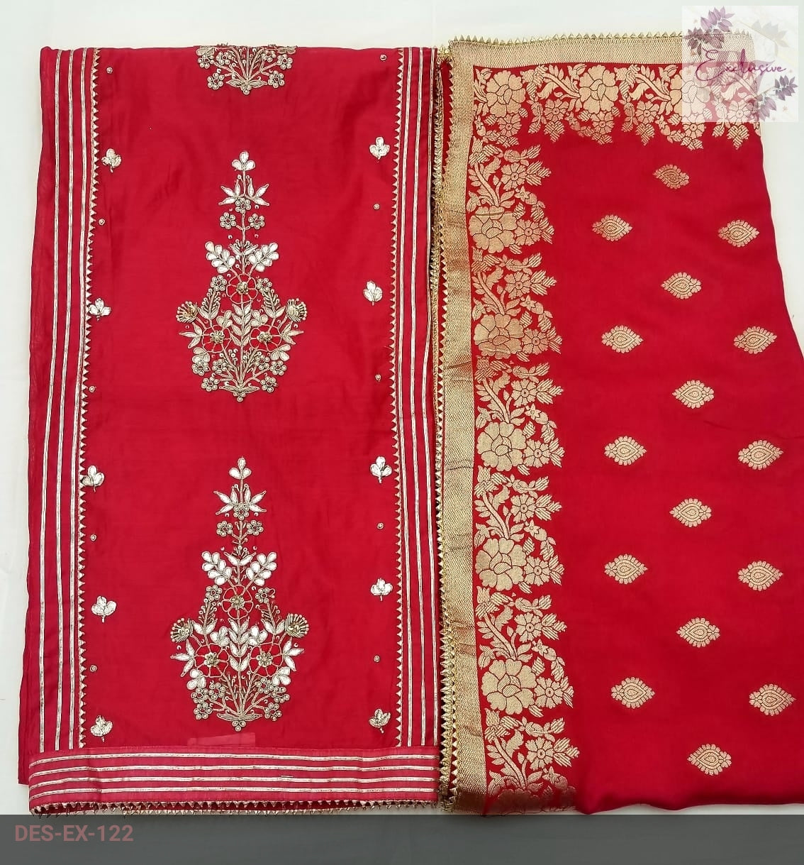 Chanderi Shirt Gotta and handwork, Benarsi Dupatta n Shantoon Bottom