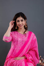 Beautiful Cotton Anarkali Set with Gota