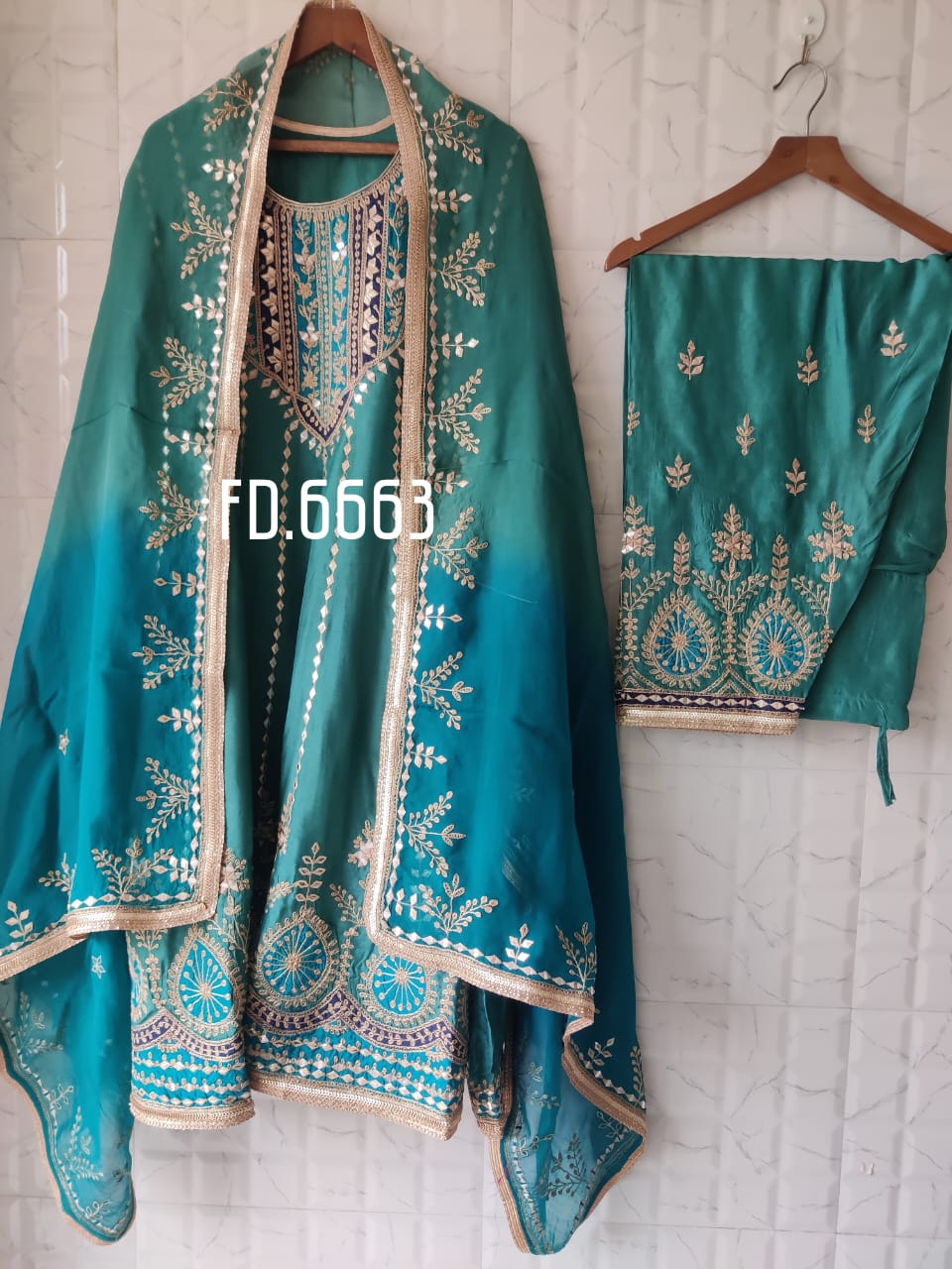 Upada Silk Short Anarkali with Salwar