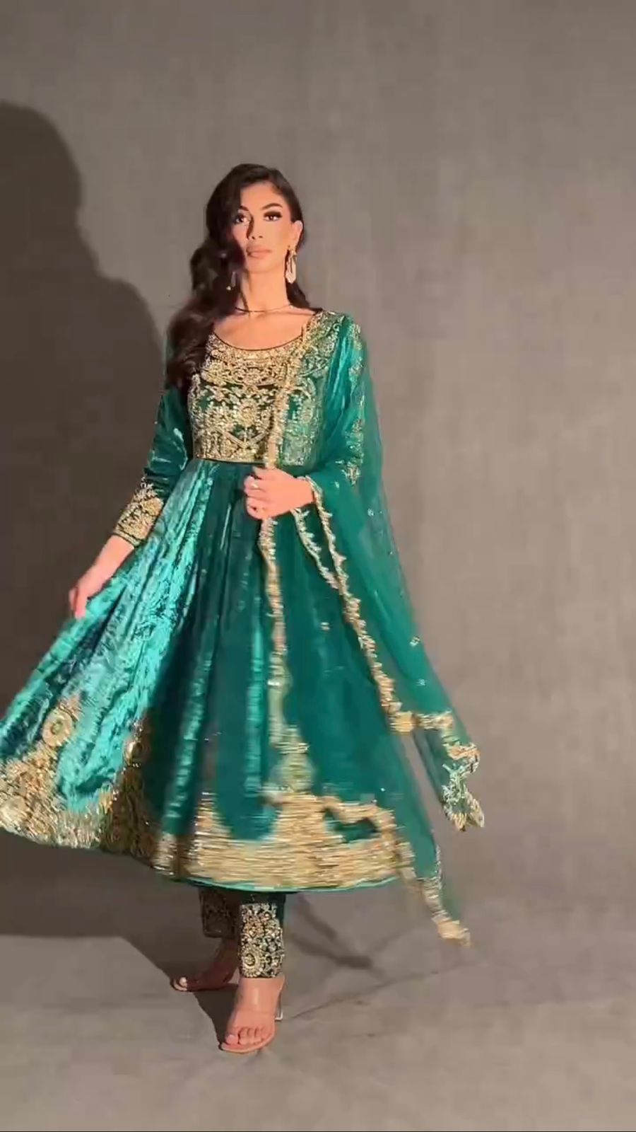 Velvet Anarkali with embroidery