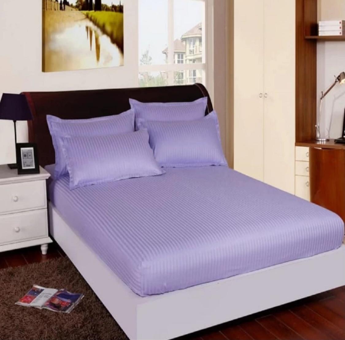 Satin Stripes King-Size Fitted Bedding Set
