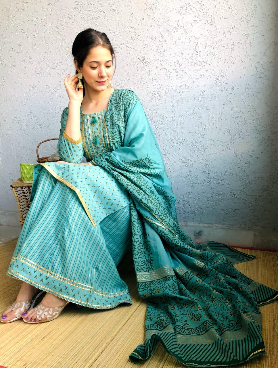 Ethnic Gota work Kurta with Palazzo