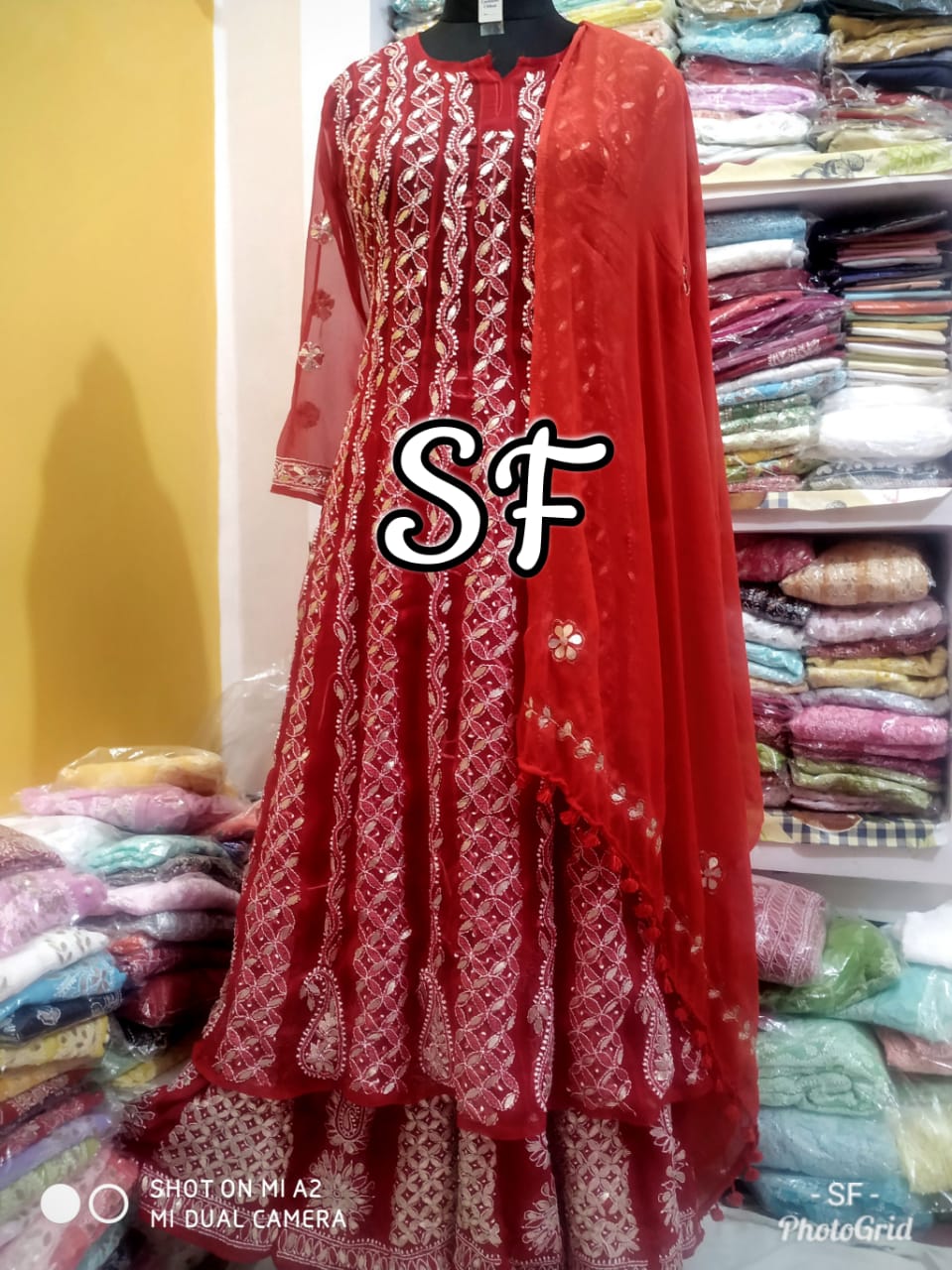 Chikankari Anarkali Sharara with gotta patti work