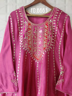Upada Silk Short Anarkali with Salwar