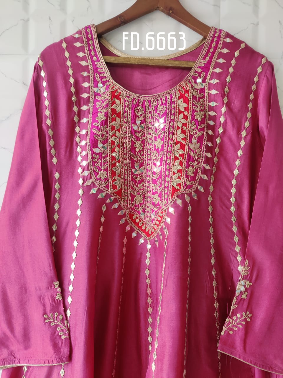 Upada Silk Short Anarkali with Salwar