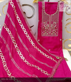Chanderi Shirt with Gotta work, Chiffon Dupatta n Shantoon Bottom