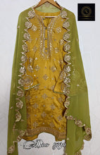 Load image into Gallery viewer, Beautiful Upada Silk Suit with with thread and sequins work