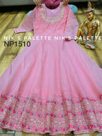 Pretty Chanderi Anarkali with swarovski and embroidery