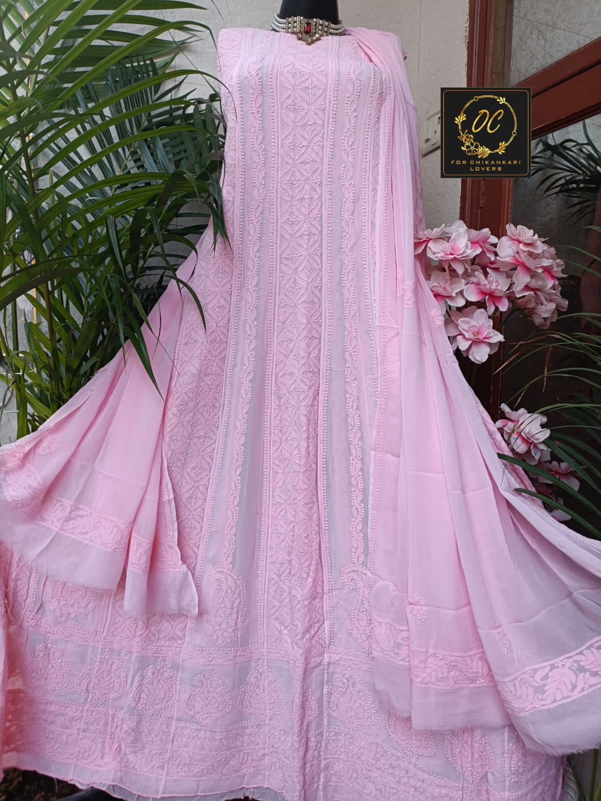 Viscose Georgette Chikankari Anarkali