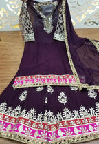 Beautiful Georgette Leather Gotta Semi-stitched