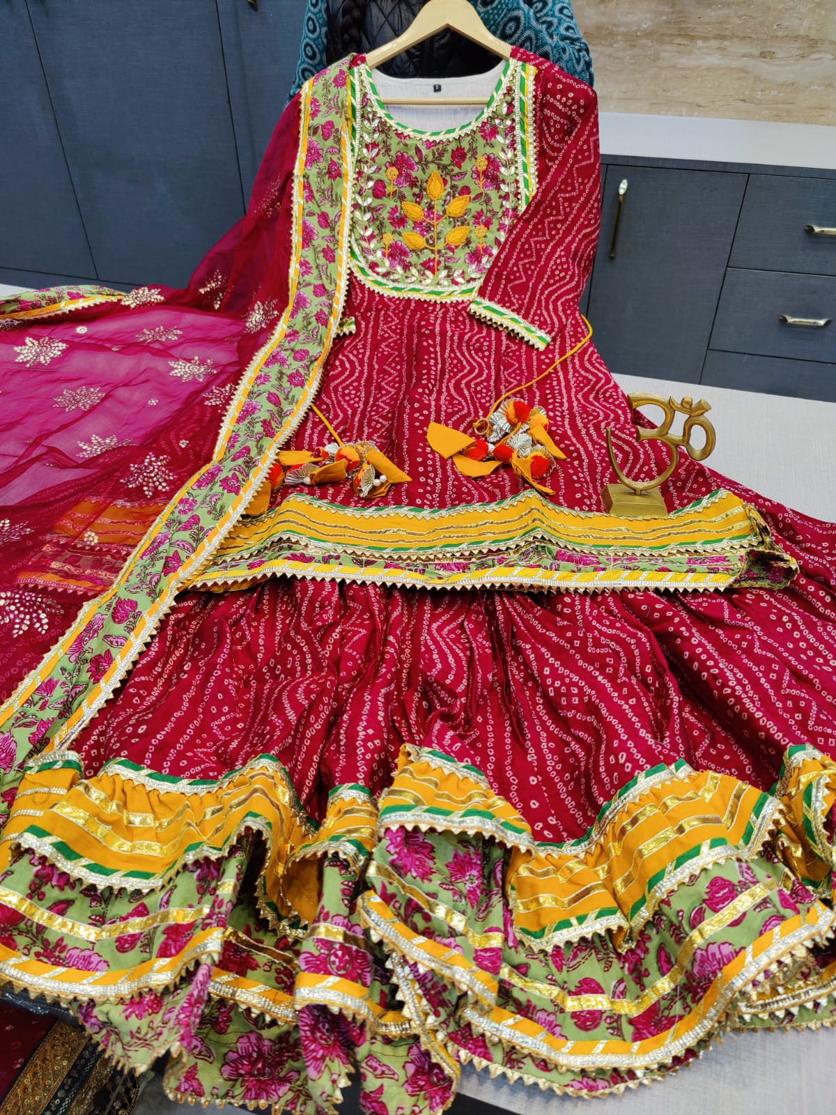 Beautiful Muslin Kurti Sharara Set with Gota