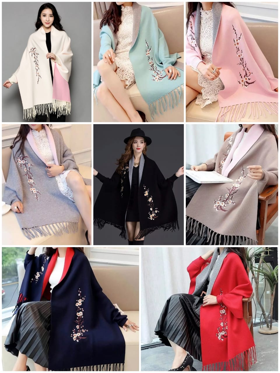 Embroidery Sleeves Poncho/Shawl
