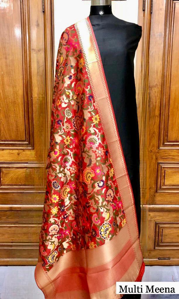 Plain Silk Suit with Benarsi Weaving Dupatta