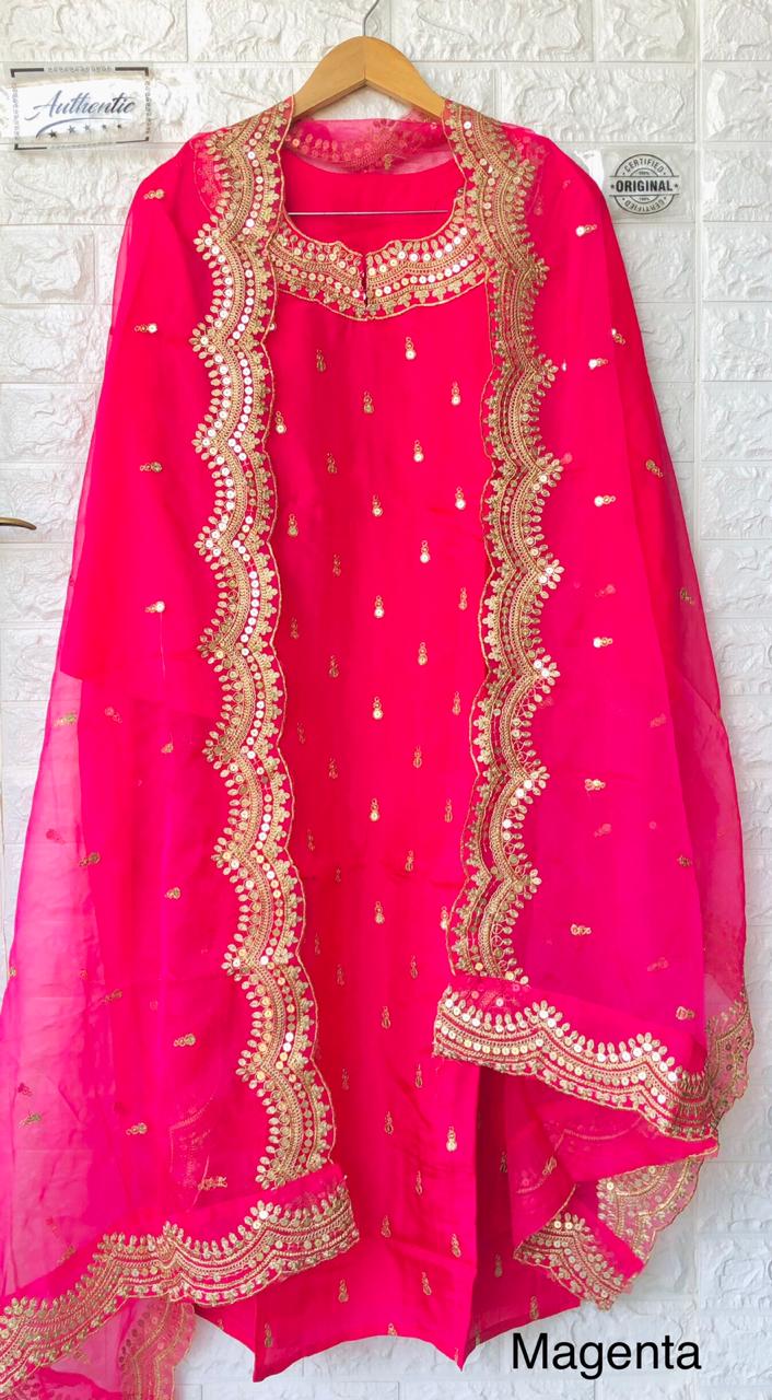 Partywear Silk Shirt with Bottom n Dupatta