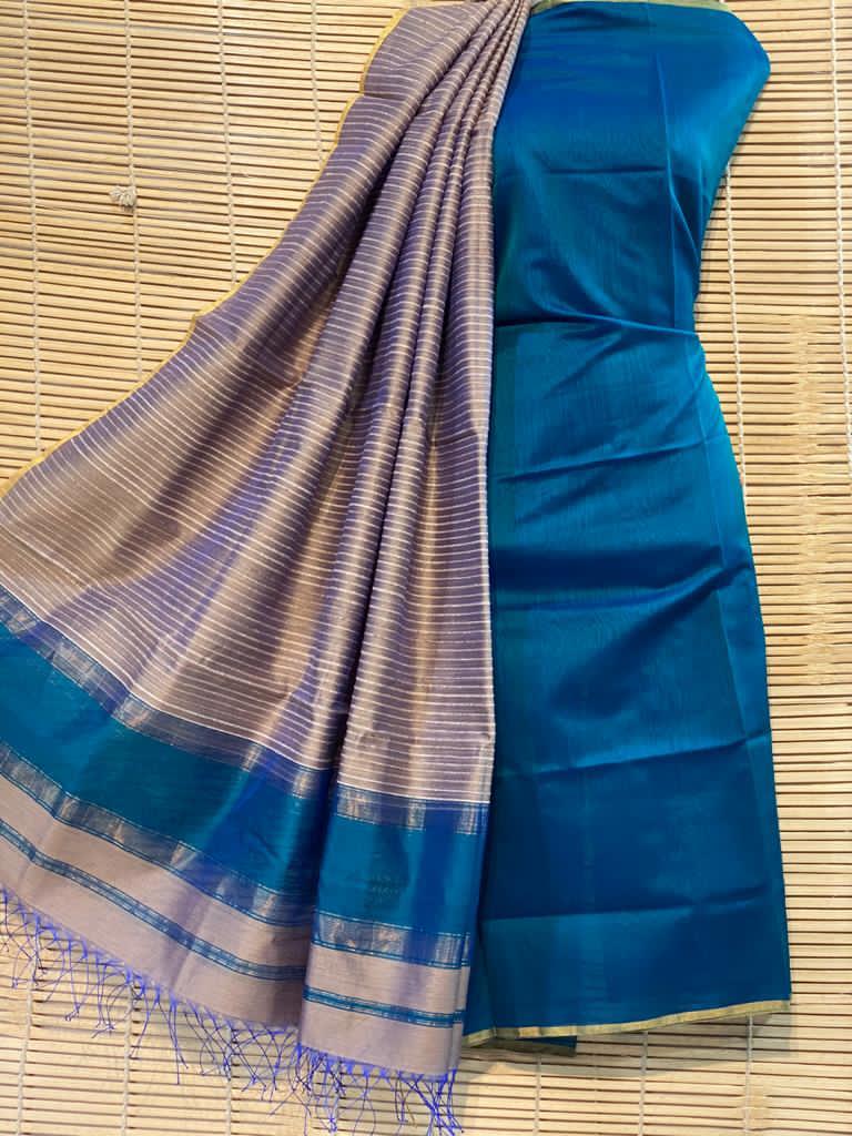 Maheshwari Cotton Silk Top with Jute Dupatta