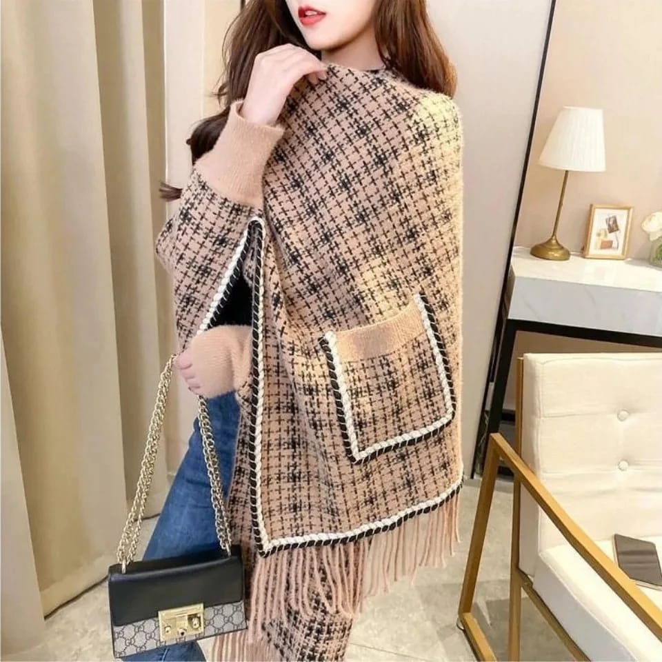 Sleeves Poncho/Shawl Woven