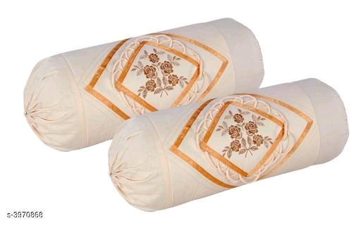 Fancy Embroidered Cotton Bolster Covers Vol 2 M1