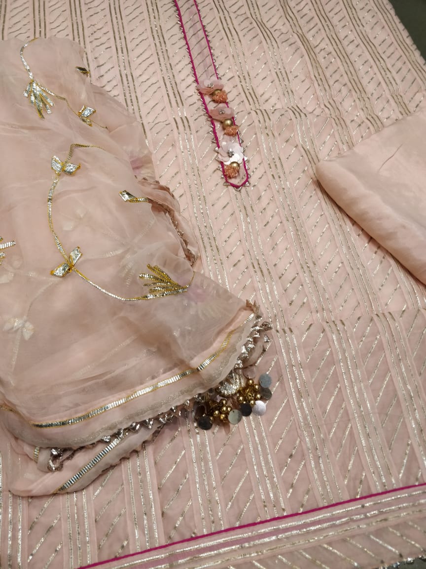 Chanderi Shirt with Gotta work n Shantoon Bottom