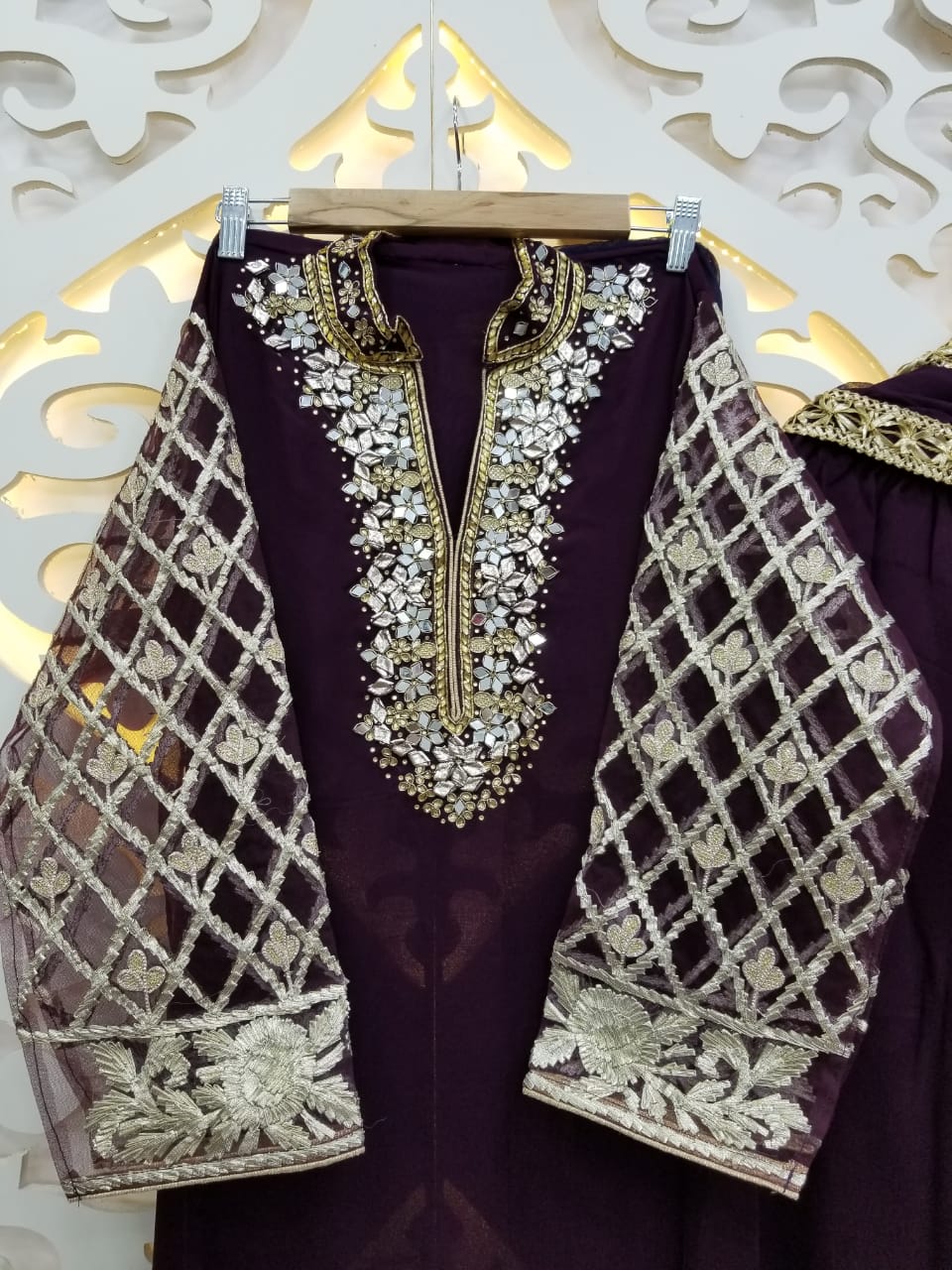 Beautiful Georgette Leather Gotta Semi-stitched