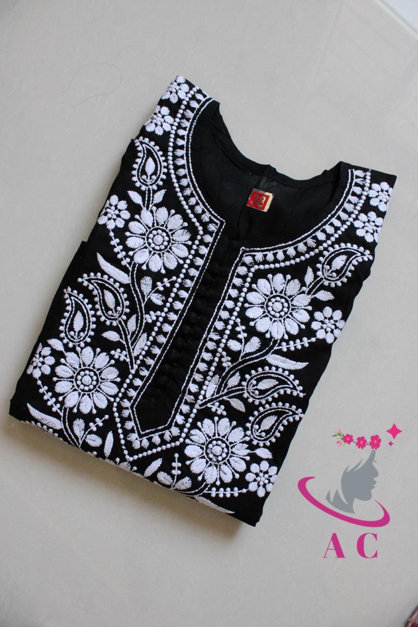AC Cotton Stitched Chikan Kurti