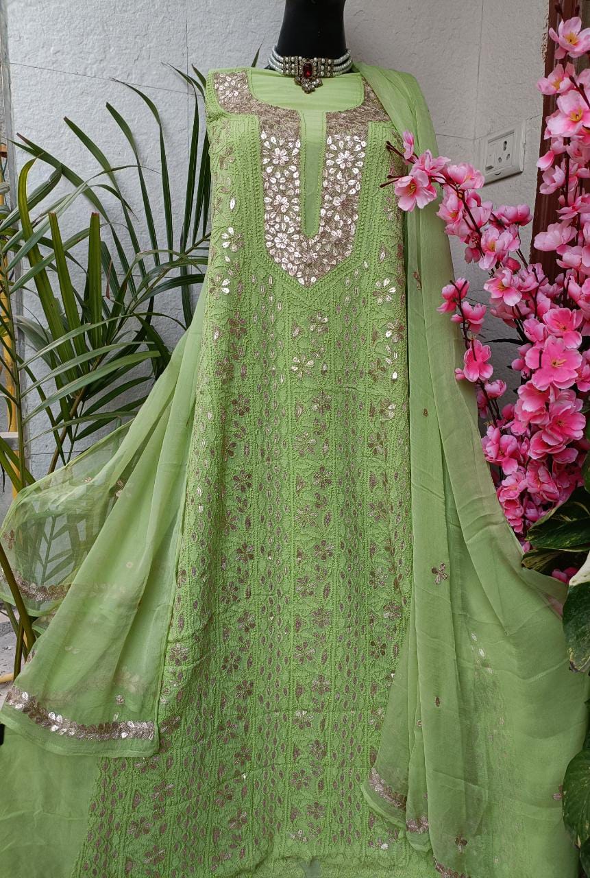 Viscose Georgette Gorgeous Chikankari Kurta n Dupatta Set