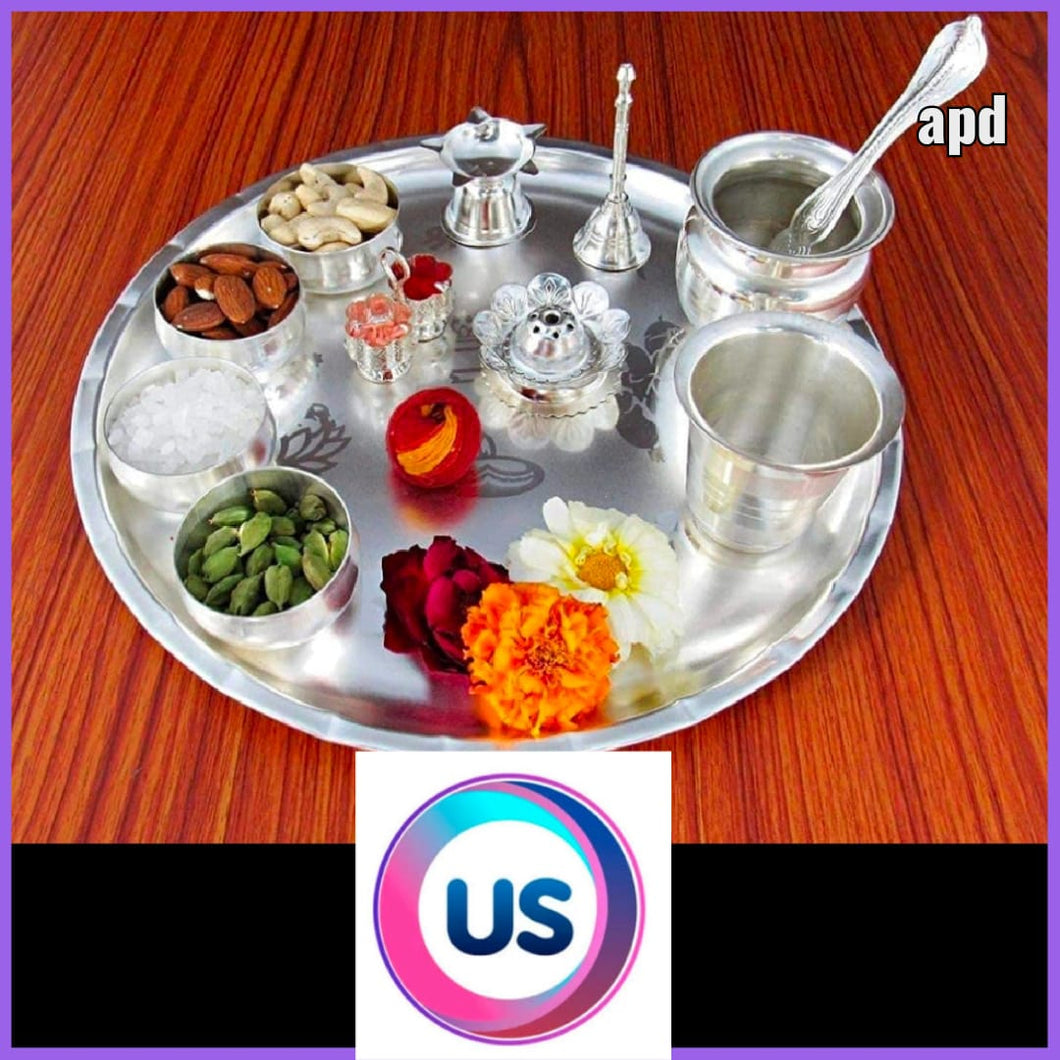 Silver plated Pooja Thali(12 pieces)
