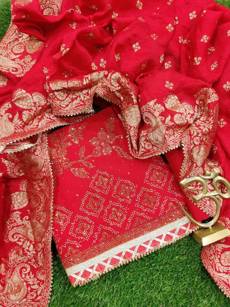 Beautiful Uppada Silk Suit with Swarovski