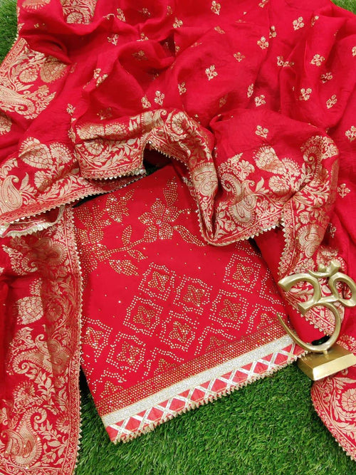 Beautiful Uppada Silk Suit with Swarovski