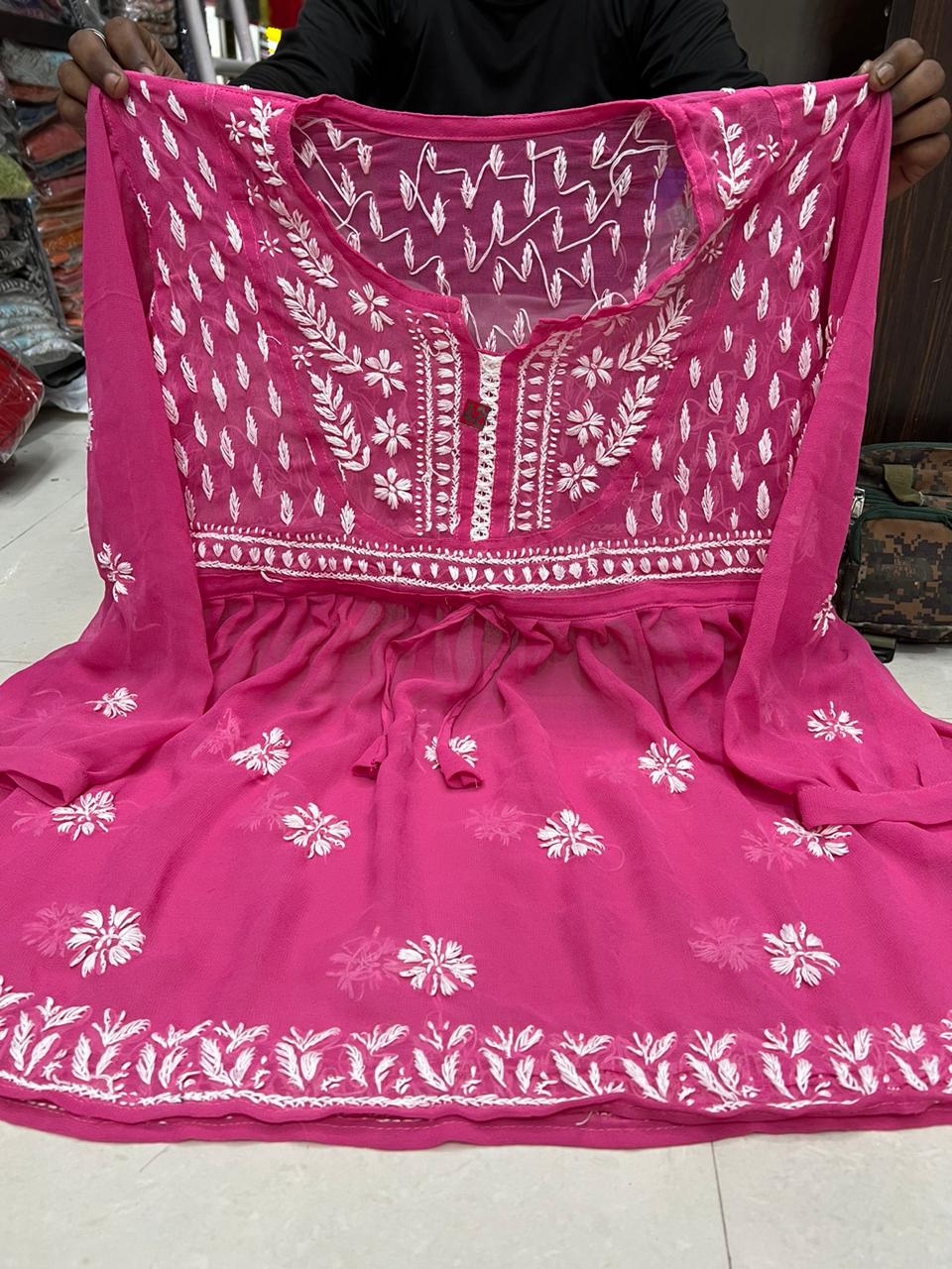 Georgette Chikankari Short Kurtis/Tops