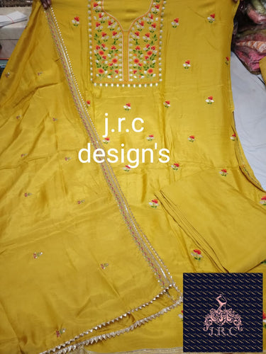 Dola Silk Shirt(embroidered) with Bottom n Dupatta